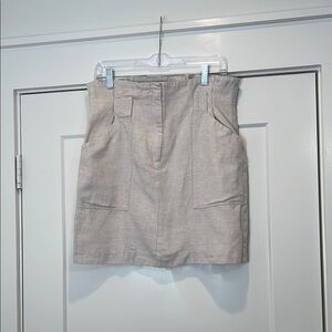 H&M linen blend Cream/light tan High-Waisted Skirt size 10.